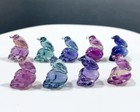 5pc Natural Fluorite Carved Mini Bird Skull Quartz Crystal Reiki Healing Decor