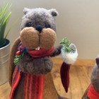 Family Of 3 Needle Felted Christmas Beaver Holiday Decor 