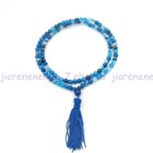 6mm Blue Agate Gem Tibet Buddhist 108 Prayer Beads Mala Necklace Z2102