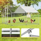 Large Chicken Coop Walk-in Poultry Cage Metal Hen House Chicken Run W cover Farm
