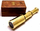 6   Brass Telescope Wooden Box Nautical Spyglass Antique Vintage Pirate Gift
