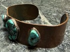 Antique Navajo Native American Copper And Turquoise Cuff Bracelet
