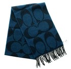 Coach Winter Scarf 82860 Signature Twill Fringe Two Tone Logo Cashmere Blend  98