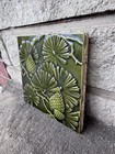 Antique Mintons Green Pinecone   Leaves Green Tile Arts   Crafts 6 X 6   