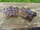 Vintage French Faux Tortoise-shell Side Hair Comb 4  Two Sets  hand Made 