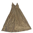 David   s Bridal Women   s Sequin V-neck Gold Bridesmaid Dress W satin Piping Sz 12