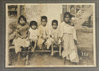 Antique Boarded Cabinet Photo Rare Filipino Children Group Poor Fashion Clothes