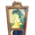 Antique Victorian Trumeau Wall Mirror With Litho Of Woman