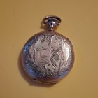 Hampden Full Hunter Pocket Watch Gold Case White Roman Dial Mechanical