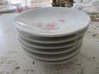 6 Old Vintage White  Porcelain Ironstone Butter Pats Petite Pink Roses Gorgeous