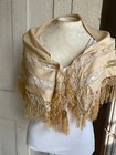 French Edwardian Shawl Collar With Fringe Ecru Silk Lace Trim