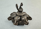 Vtg India Hindu Handcrafted Peacock 7 Compartments Bronz Kumkum Tikka Spice Box