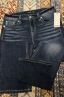 Miss Me Dark Blue Embroidered Cross Bootcut Stretch Denim Jeans Women