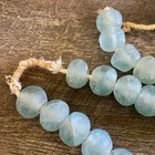 15 Inch Strand Aquamarine Extra Large African Recycled Glass From Ghana