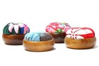 Hawaiian Style Quilted Fabric Sewing Pin Cushion With Monkeypod Wood Base
