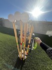 Vintage Old School Sports Croquet Set In Wooden Carry Storage Crate