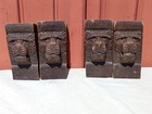 4 Lion Heads Decoration Wood 19th Century Antique Carved