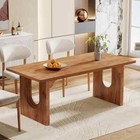 Brown Engineered Wood 70 9 In  Pedestal Large Dining Table Seating 6