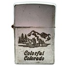 1953-1954 Zippo Colorful Colorado Mountain Lake Chrome Windproof Lighter Vintage