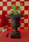 Antique French Petite Neoclassical Cast Iron Vase Urn Planter 5  Drainage Hole