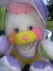Vintage Popples White Purple Baby Bibsy 12    Plush 1986 Bonnet Bib Rattle Tail