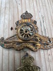 Lot Of 3 Antique vintage Royal Artillery Badges One With Moving Wheel 
