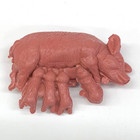 Vtg Sow Pig Feeding Her Piglets Display Miniature Plastic Figure Toy 1 3 4    L
