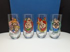 Vtg Complete Set Of 4 1985 Chipmunks Glasses Alvin Simon Theodore Chipettes Euc