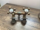 Brass Bathtub Faucet Hot Cold Porcelain Handles  Antique Vintage