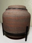 Mid Century Swedish Art Pottery Vessel On Iron Stand By Thomas Hellstr  m-sweden
