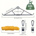 Game Hoist Gambrel With 600lb Capacity Deer Hanger And Elk Dual Pulley Hoist Lif