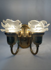 Rewired Pair Antique Vtg Wall Sconces Art Nouveau French Deco Victorian Roses