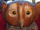 Owl Hand Carved Wooden Solid Primitive Style Vintage Large 14  T  Standing Ooak