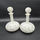 Antique Victorian Handblown Bristol Glass Barber Vanity Bottle Set Hand Painted