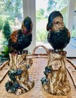 Pair Of Majolica Style Ceramic Parrots   Birds   Vintage