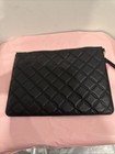 Kate Spade  Large Zip Pouch Wristlet Smooth Quilted Leather Black See Photos