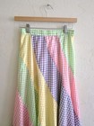 Vintage 70   s Patchwork Prairie Gingham Size Small Maxi Skirt Cottagecore Boho