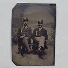 American Civil War Era Tintype Photograph Two Men In Uniform Railroad Conductors
