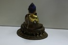 Vintage Bronze Gold Gilded Painted Sitting Hindu God Statue