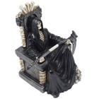 Evil Grim Reaper On Bone Throne Statue With Scythe And Skull Accents For Scar   
