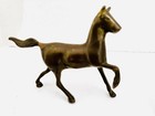Vintage Brass Trotting Wild Horse Equestrian Figurine Natural Patina 6  Length