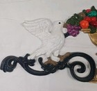 Vintage Cast Iron Garden Wall Plaque Pair Of Birds Eating From Fruit Filled Urn