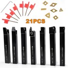 21pcs 12mm Shank Indexable Carbide Lathe Turning Insert Tool Holder Bit Set New