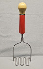 Vintage Ekco Potato Masher  Red White Bakelite Handle W stainless Steel Usa 10 