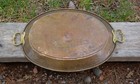 Large Vintage Solid Copper Tray With Brass Handles - Hand Hammered - 22  X 14 
