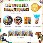 Zootopia Birthday Tableware 128pcs Zootopia Party Tableware Plates Tablecloth