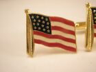 American Us Flags Vintage Cuff Links Old Glory Red White Blue Uncle Sam