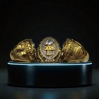 2026 Fantasy Football Championship Ring Gold   Silver Tone Solid Ring   Stand