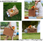 Wicker Picnic Basket For 4 Persons Large Willow Hamper Free Cutlery Service Kit