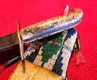 Vintage Trade Knife With Beaded Sheath And Hallmarked Blade
